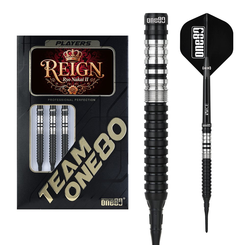TEAM ONE80 Ryo Nakai REIGN ダーツ 21g ONE80 Ryo Nakai V2 Reign II Black 90% Soft Tip Darts