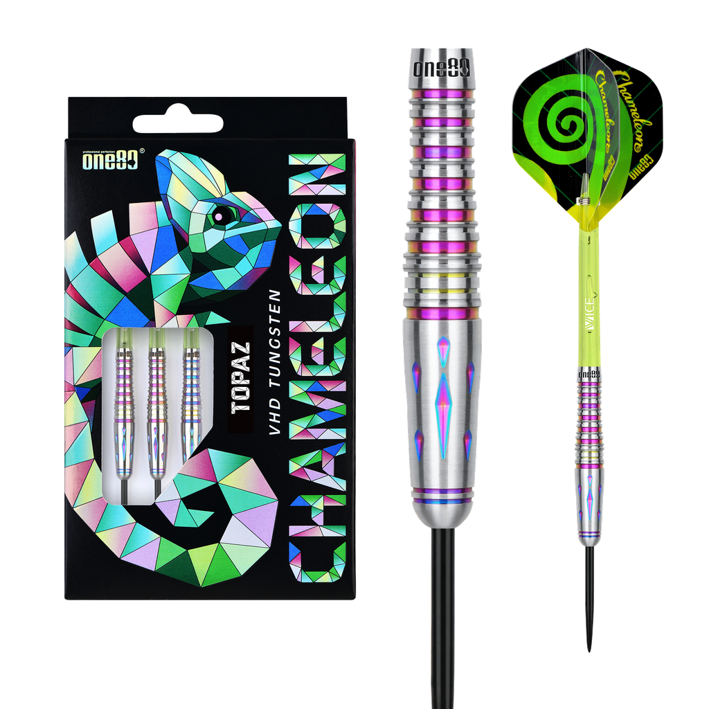 Dardos ONE80 Chameleon Topaz 90% Punta de Acero