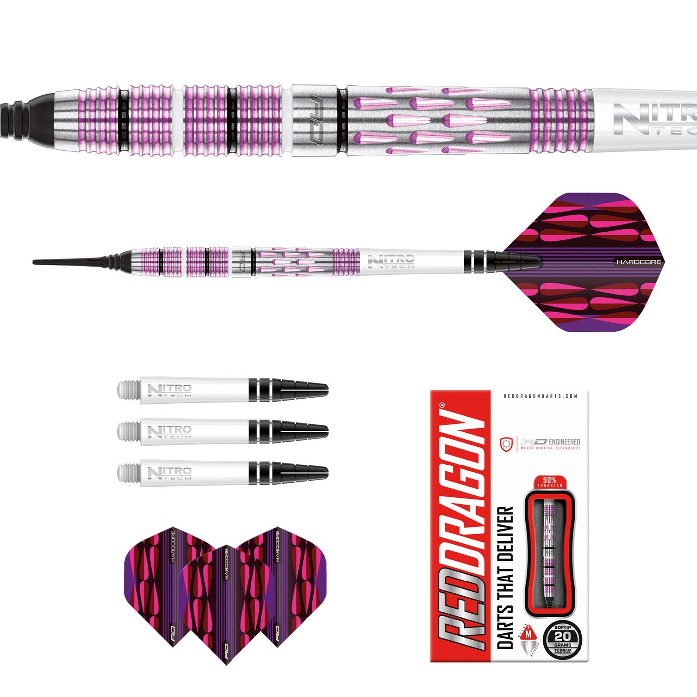 Red Dragon Artura Shocking Pink 90% Soft Tip Darts