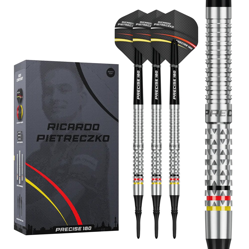 Precise180 Ricardo Pietreczko Black 90% - Dardos Punta Plastico