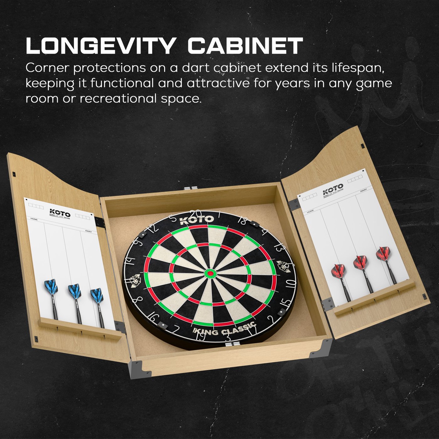 Nieuw KOTO King Classic Dartbord met ombouw - Darts Nieuw KOTO King Classic Dartbord met ombouw - Darts