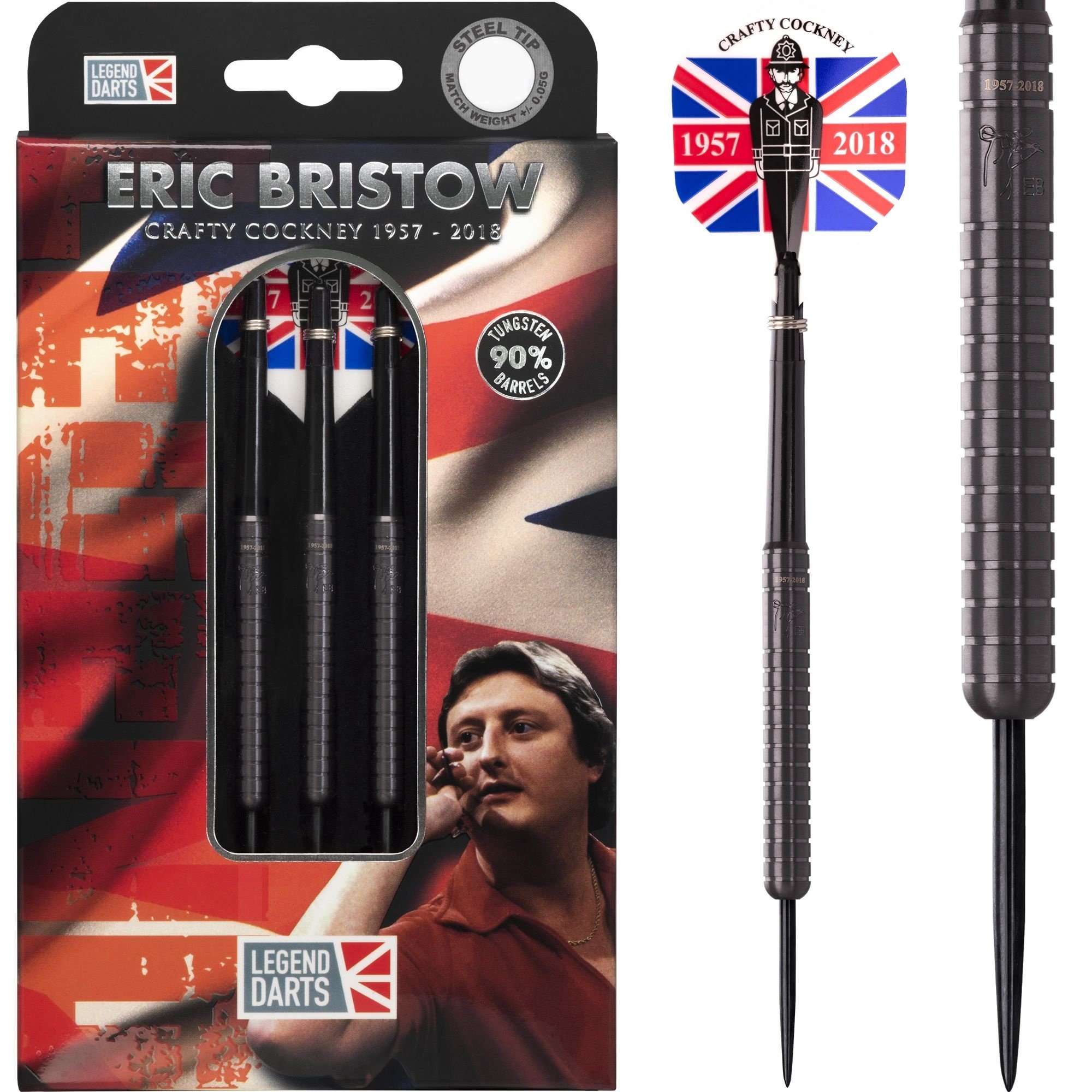 DARTSLIVE 40th Anniversary Card(エイリやん) Eric Bristow Crafty Cockney 90% Black Ringed - Steel Tip Darts