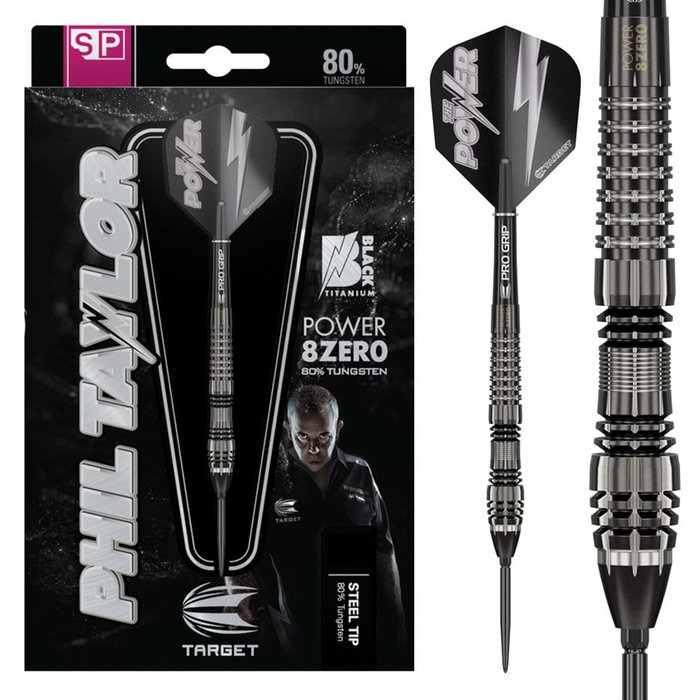 Target Phil Taylor Power 8ZERO 4 Black Titanium Swiss Point 80% Darts
