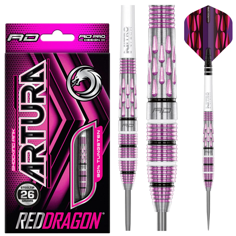 Red Dragon Artura Shocking Pink 90% Steel Tip Darts