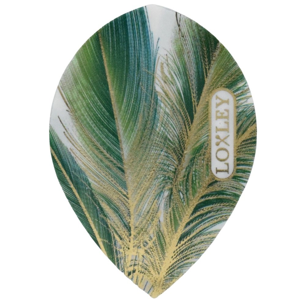 Loxley Feather Green & Gold Pear - Dart Flights