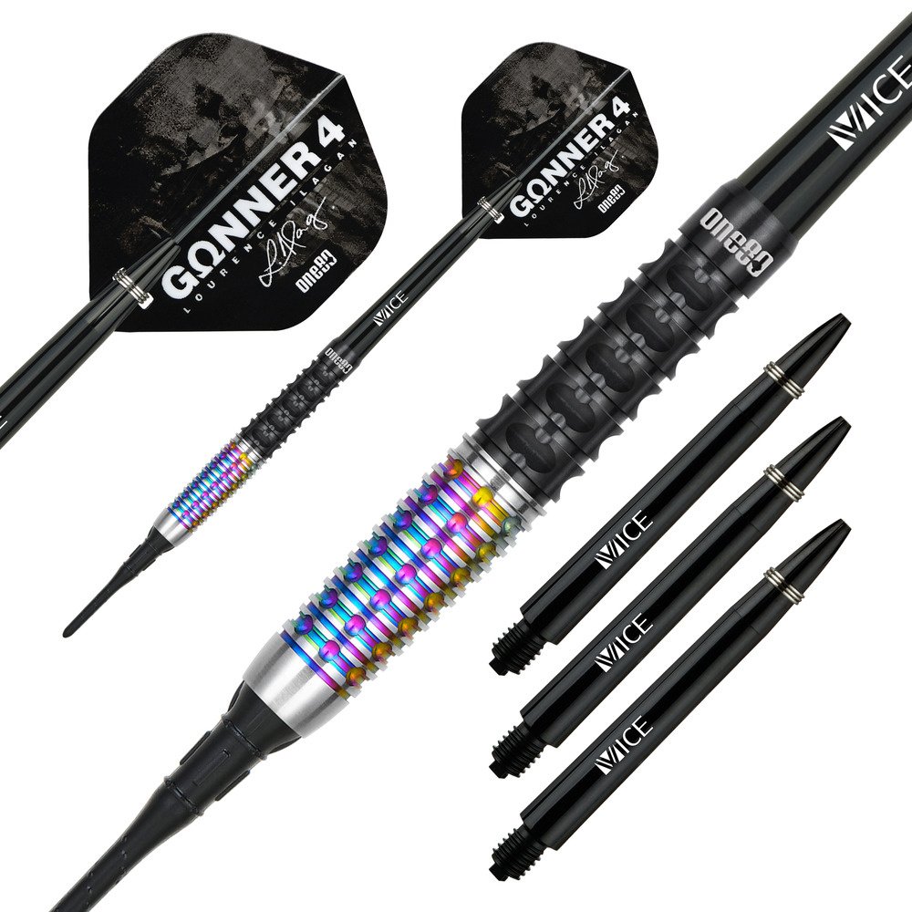 ONE80 Gunner 4 Lourence Ilagan Black Rainbow 90% Soft Tip Darts