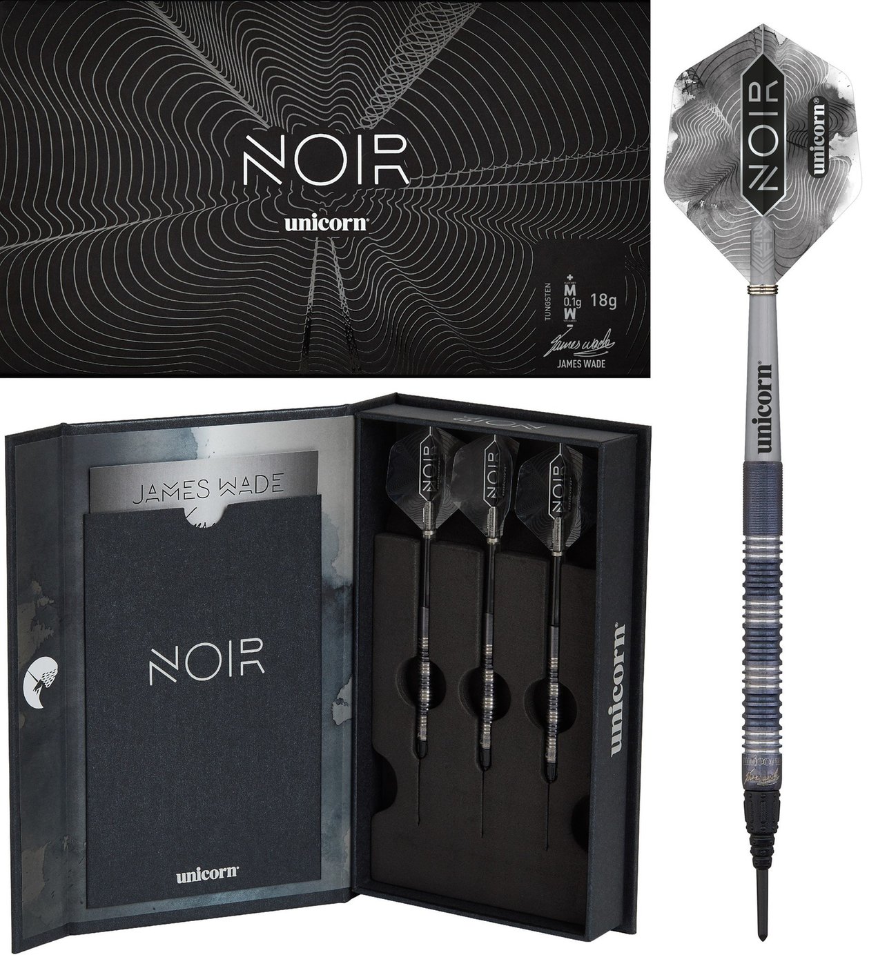 Unicorn James Wade Noir 90% - Soft Tip Darts