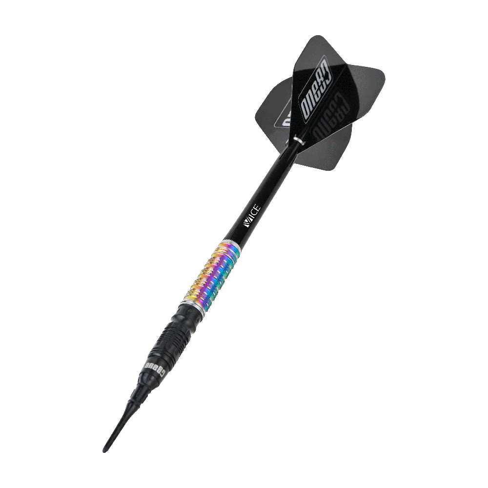 ONE80 Desmond Chin Black Rainbow 90% Soft Tip Darts