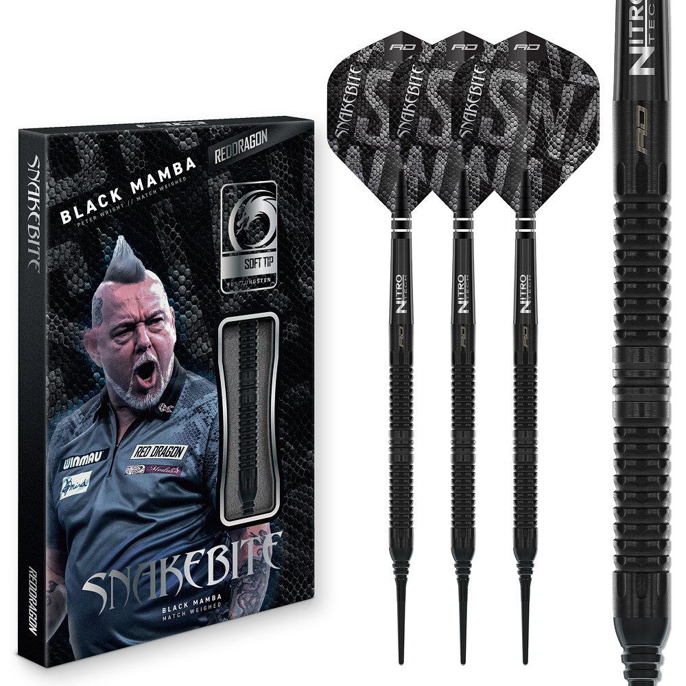 Red Dragon Peter Wright Black Mamba 90% - Soft Tip Darts
