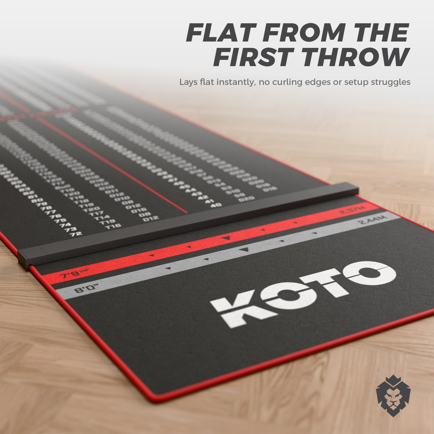 KOTO Carpet Checkout Red 285 x 80cm + oche Dart Mat