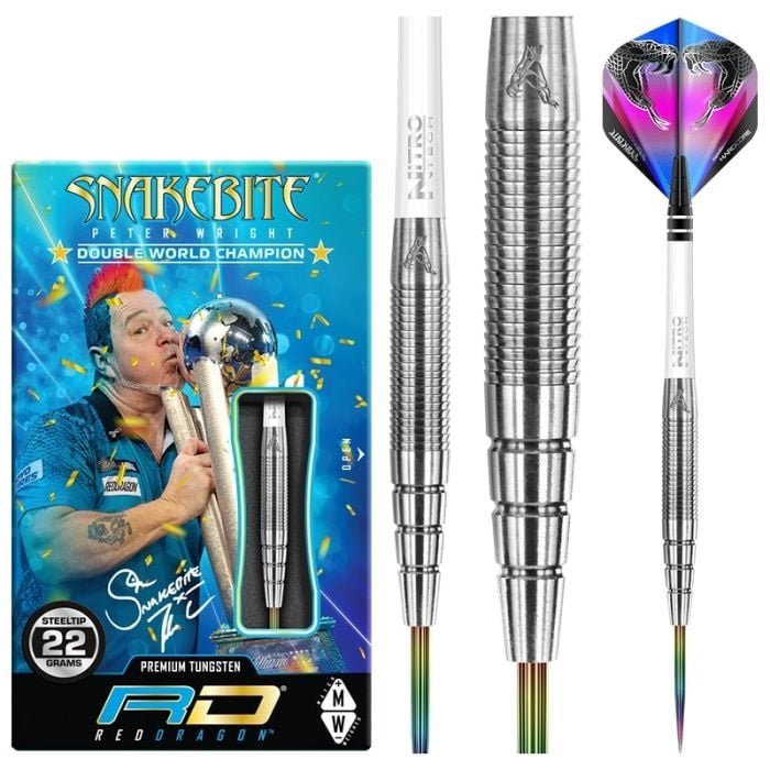 Red Dragon Peter Wright Snakebite PL15 90% Freccette Steel Darts