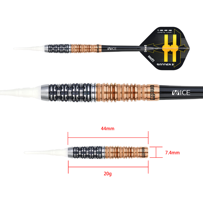 ONE80 Gunner 3 Lourence Ilagan Black Rose Gold 90% Soft Tip Darts