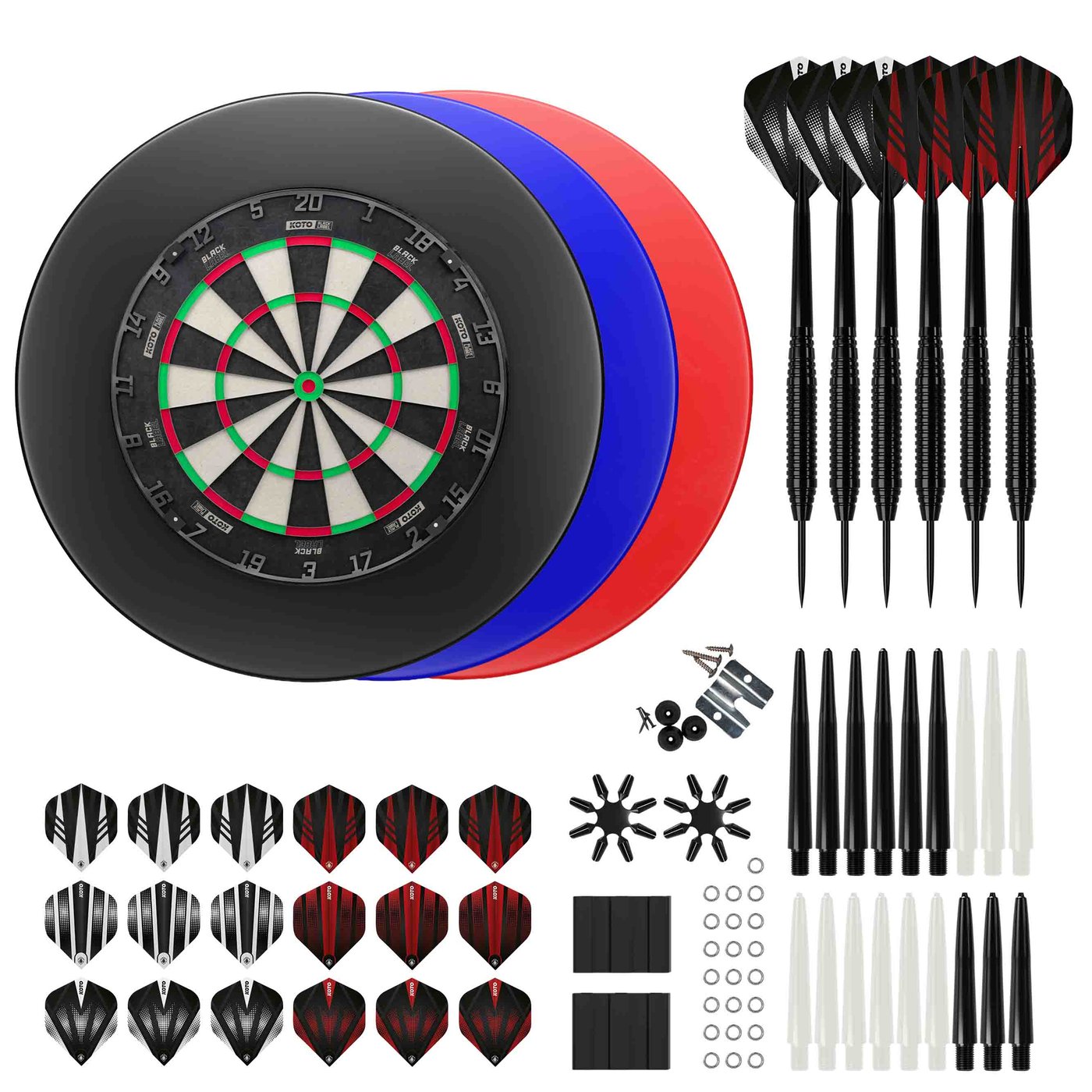 KOTO Black Label + PU Surround + 2 Sets KOTO Dartpijlen - 90-Pieces - Dartset