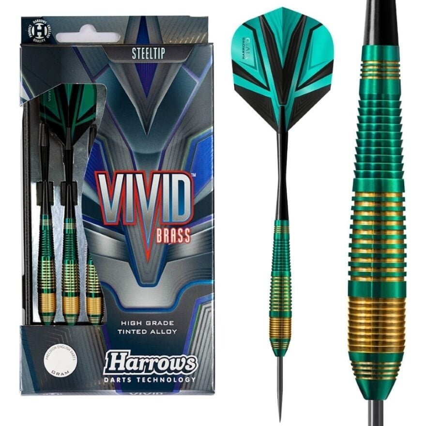 Harrows Vivid Green Brass Freccette Steel Darts