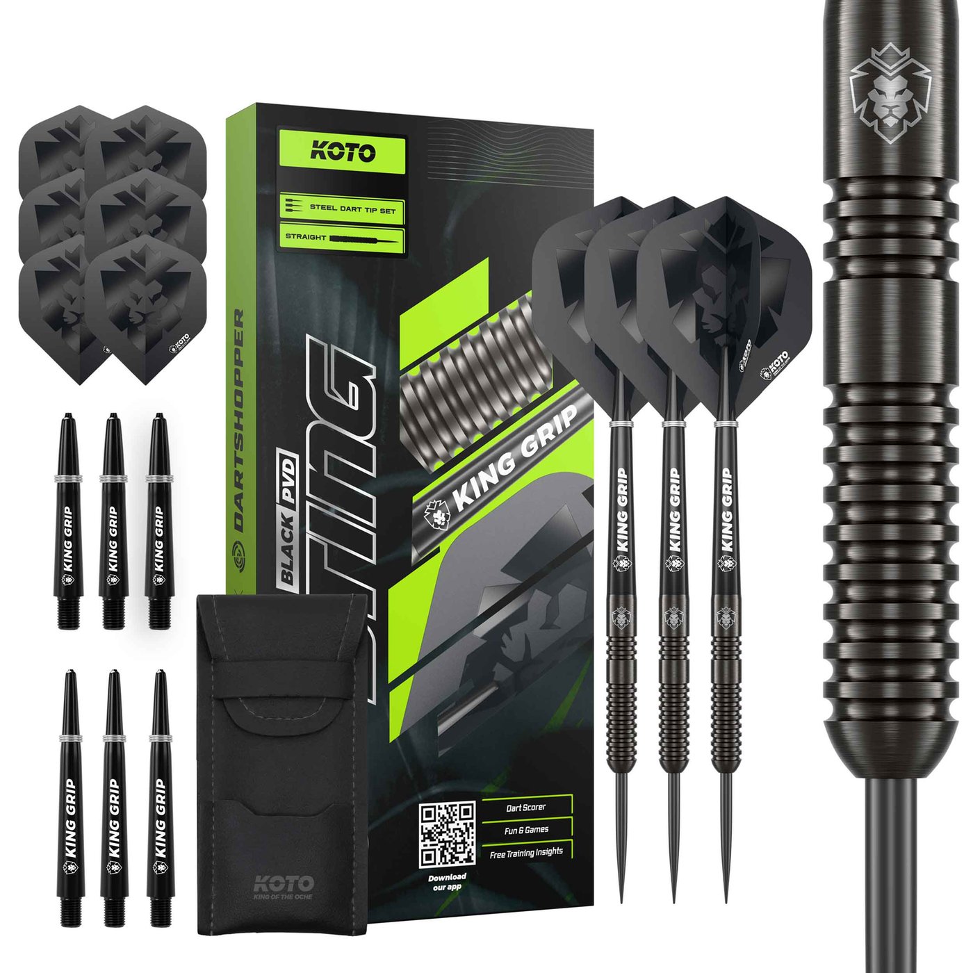 KOTO Sting Black Straight 90% - Steel Tip Darts