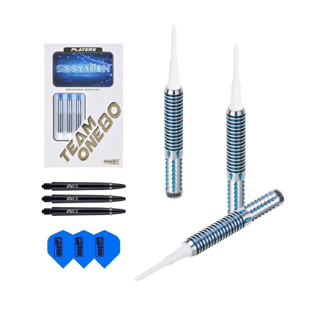 ONE80 Tanja Bencic Sensation Light Blue 90% Soft Tip Darts