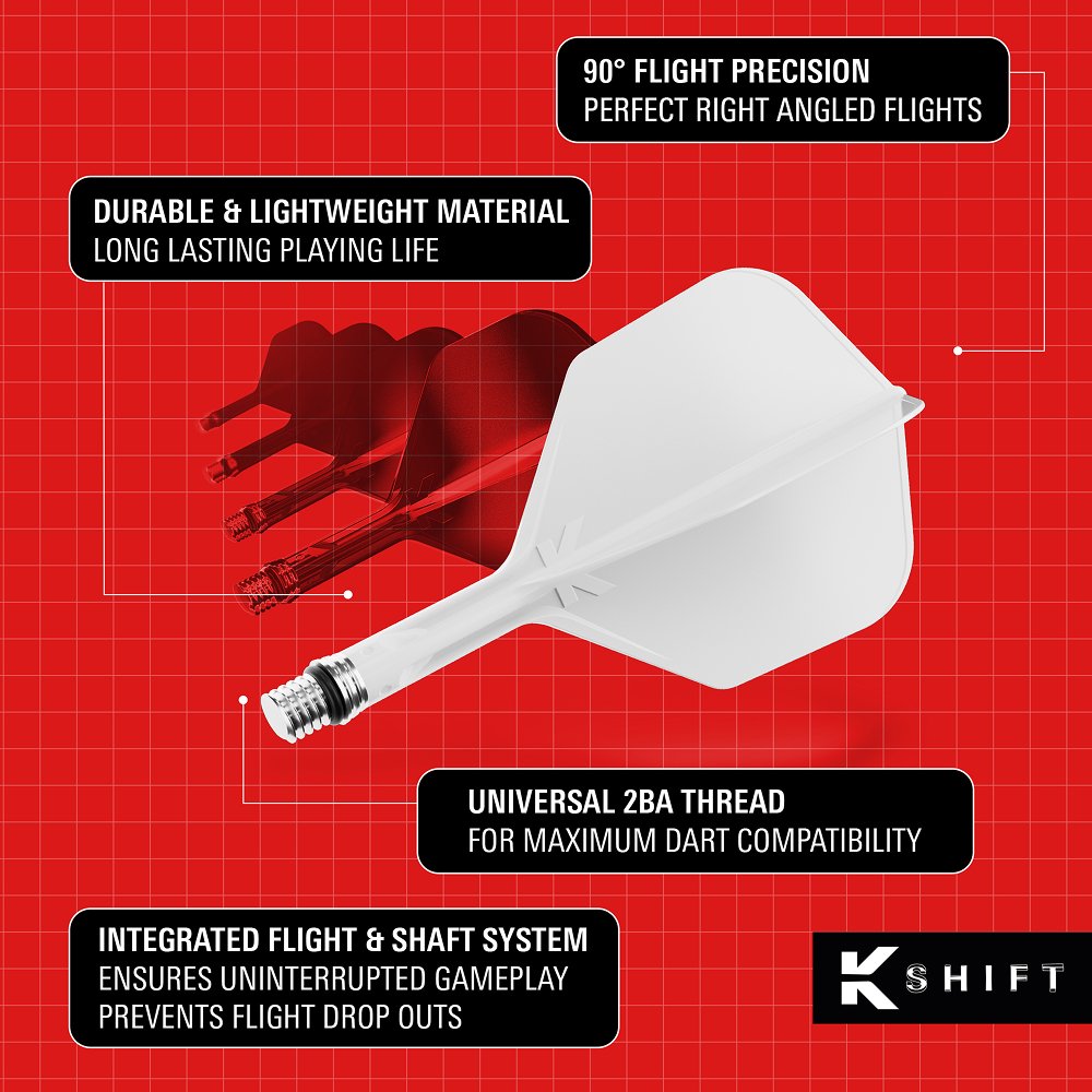 Target K-Shift White NO6 Dart Flights - Dartshopper