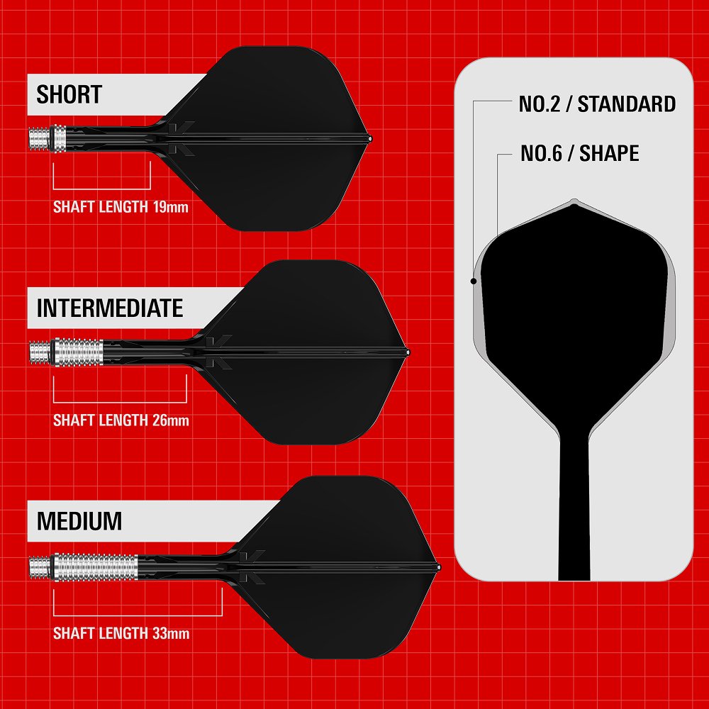 Target K-Shift Black NO2 Dart Flights - Durable & Precise