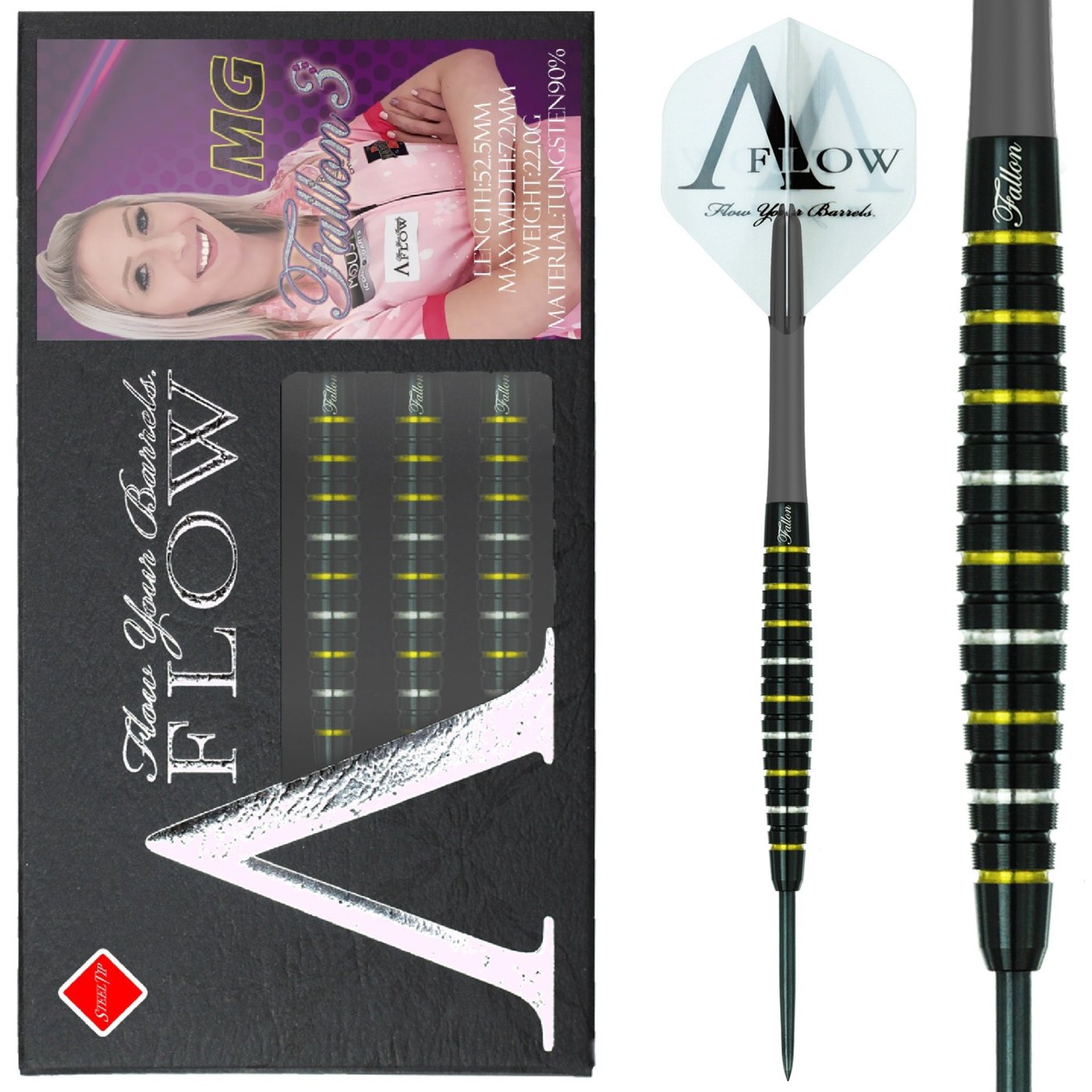 Dardos Dynasty A-FLOW Fallon Sherrock - Fallon 3 MG Oro 90% Punta de Acero