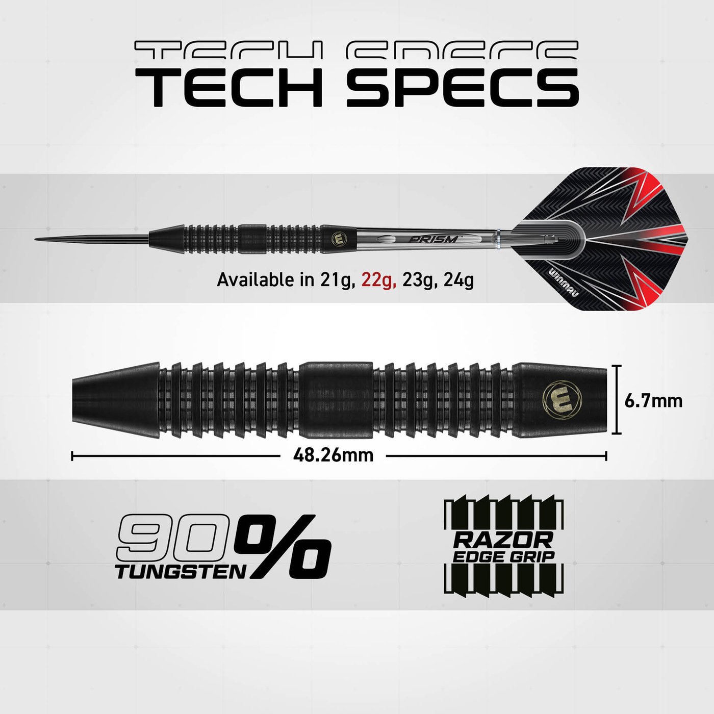 Winmau Tuscan Black 90% Steel Tip Darts - Dartshopper