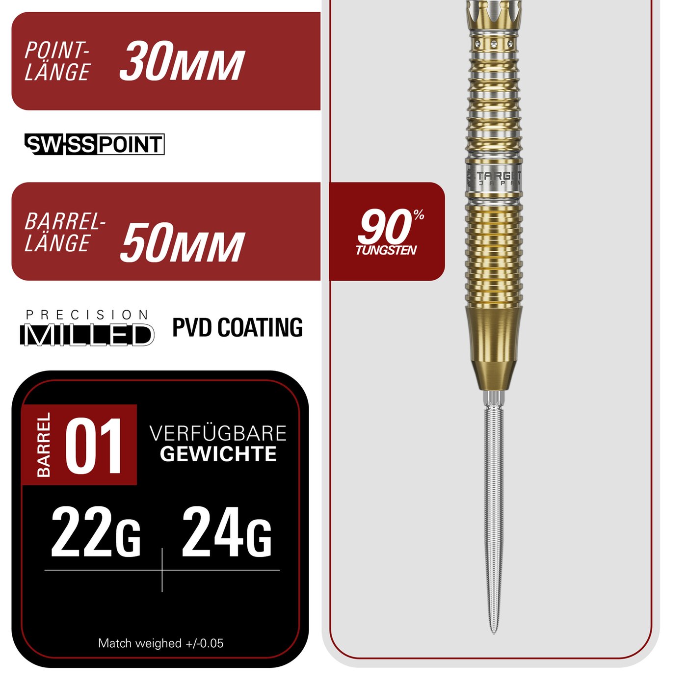 Target Japan Black Marque Enzo Swiss Point 90% - Steel Tip Darts
