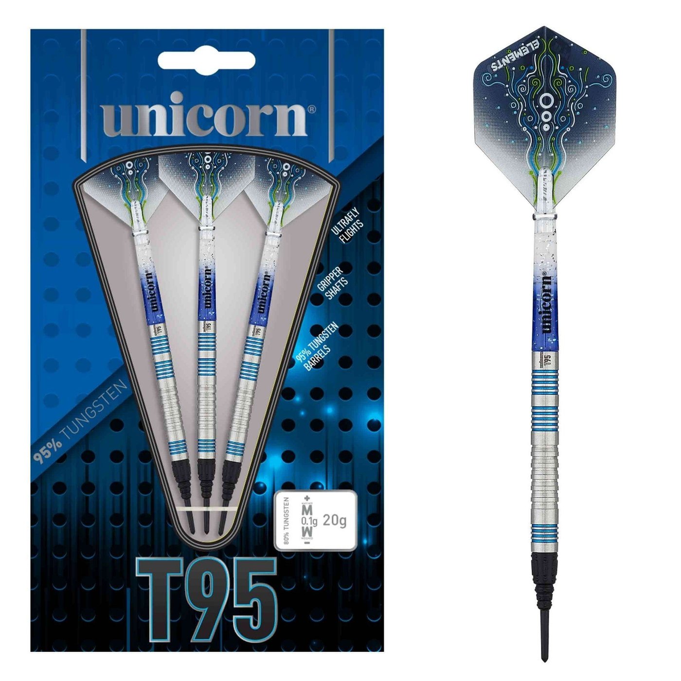 Unicorn Core XL T95 Blue 95% - Dartpilar Soft Tip