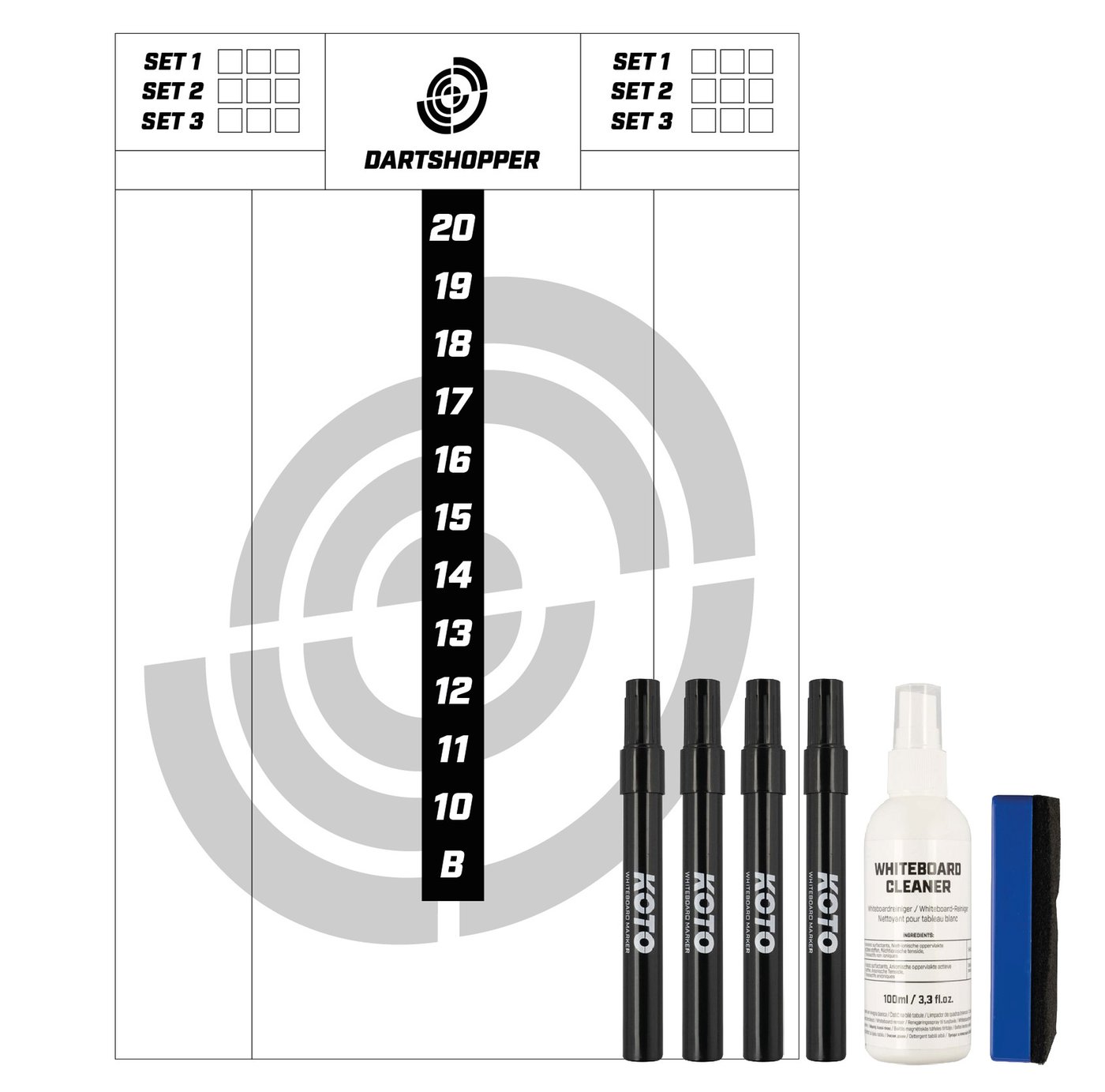 Dartshopper Flex Scoreboard 40x30cm + Whiteboard Marker Set Black