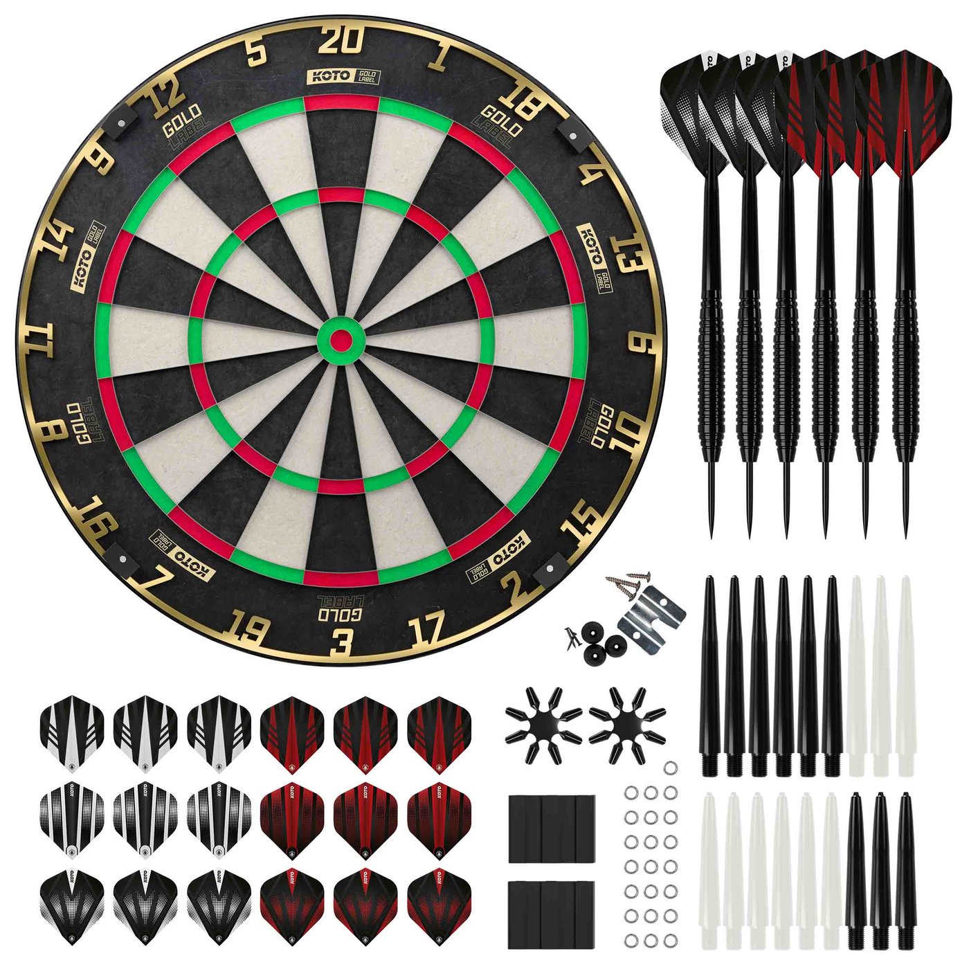 KOTO Gold Label  + 2 Sets KOTO Dartpijlen - 90-Pieces - Dartset