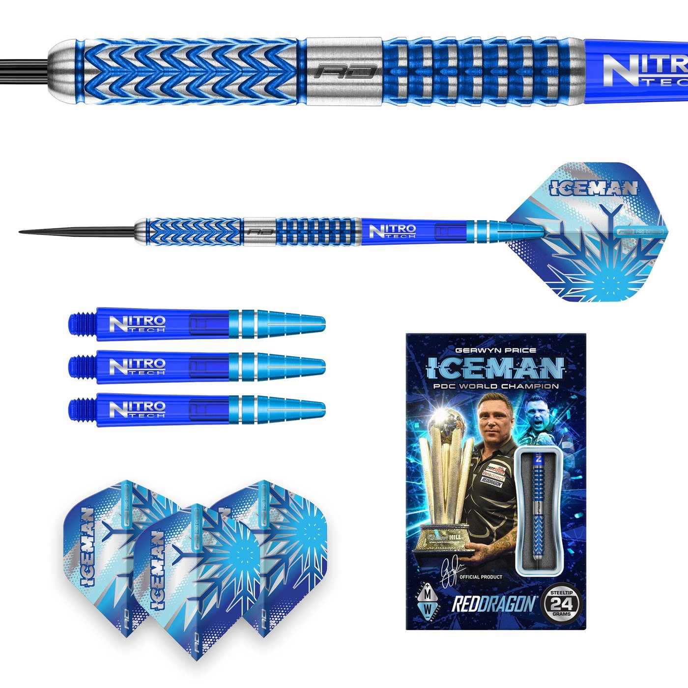 Red Dragon Gerwyn Price Glacier 90% - Steel Tip Darts