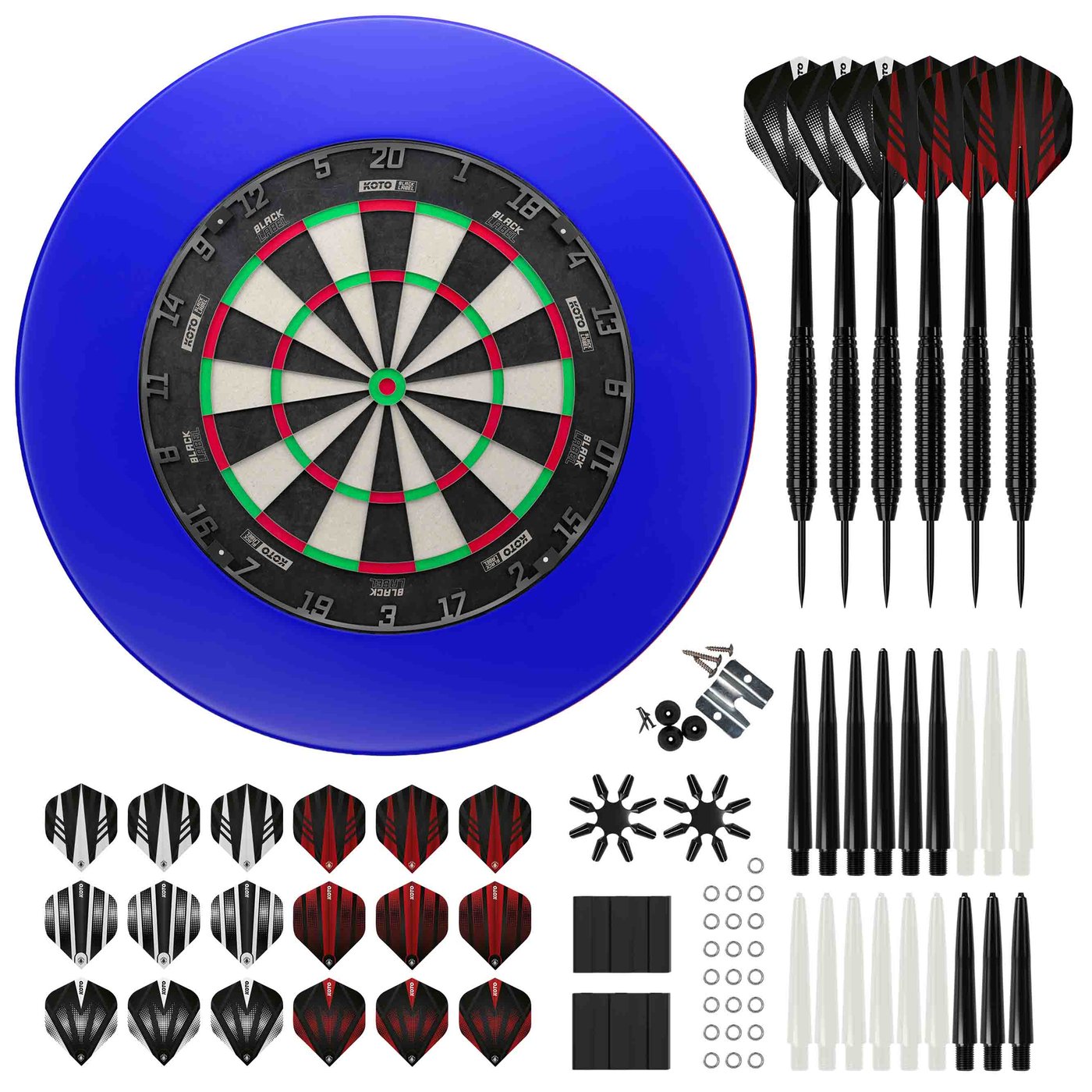 KOTO Black Label + PU Surround + 2 Sets KOTO Dartpijlen - 90-Pieces - Zestaw do Darta