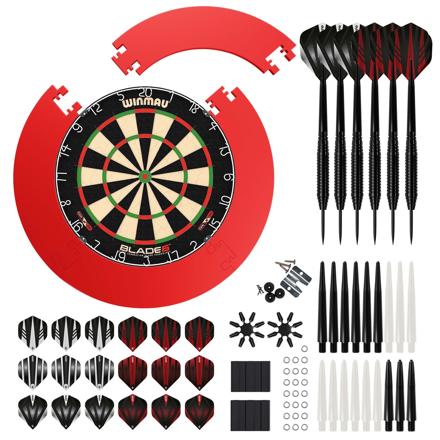 Winmau Blade 6 + Puzzle Surround + KOTO Zestaw Akcesoriów Lotki – 90 elementów