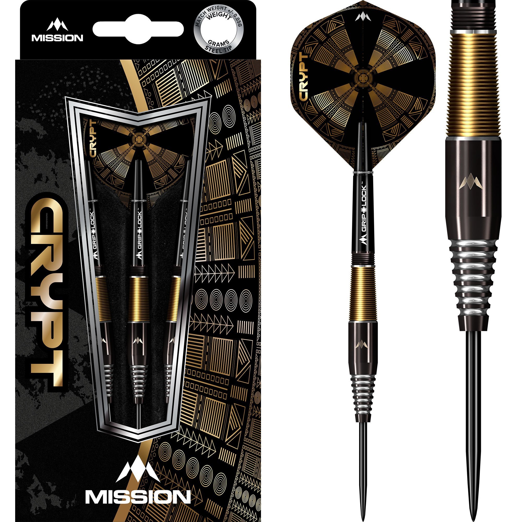 Mission Crypt Black & Gold PVD M2 90% - Steeldarts