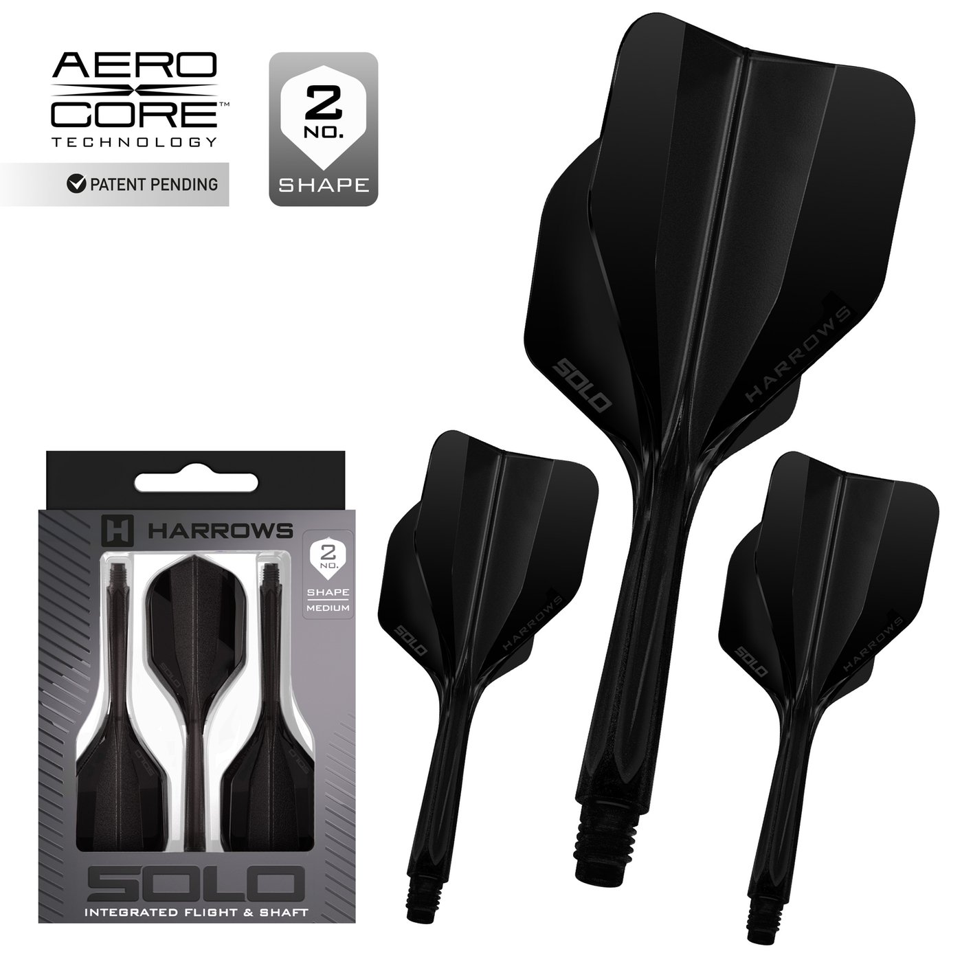 Harrows Solo Black NO2 - Dart Flights