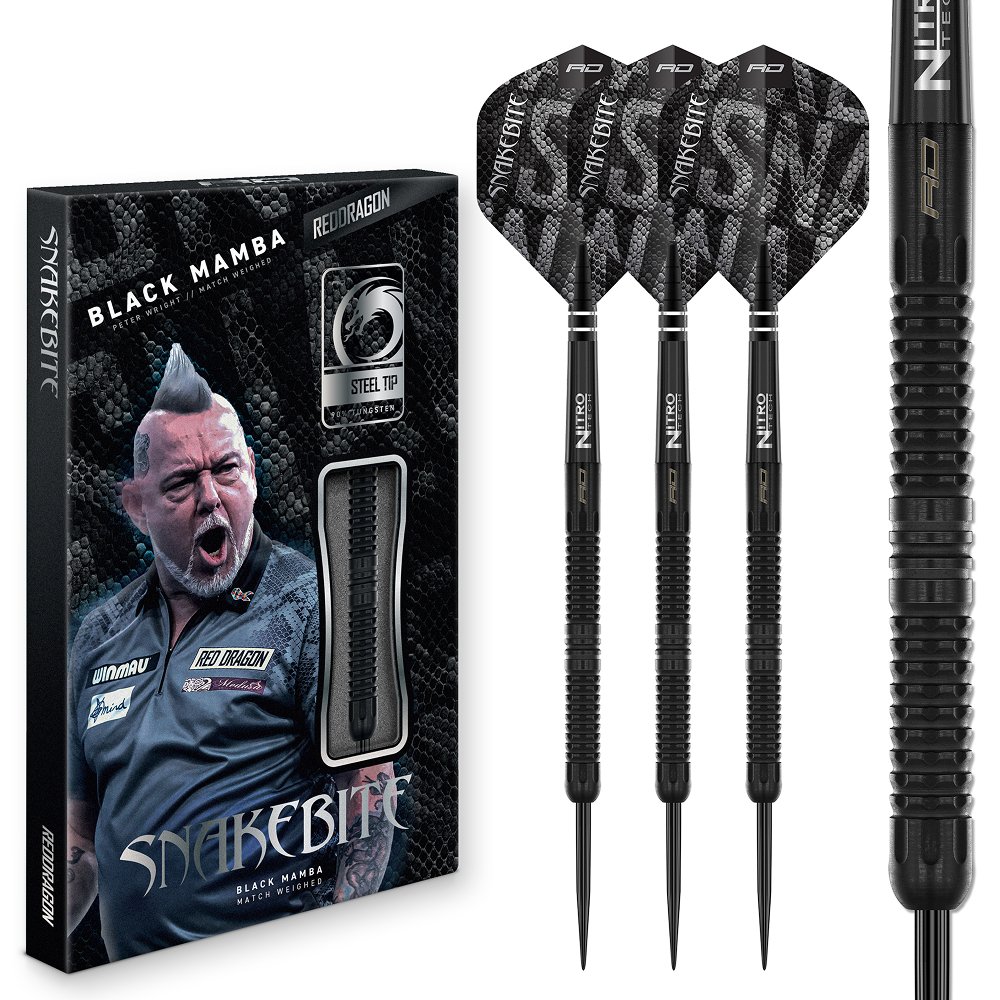 Red Dragon Peter Wright Black Mamba 90% - Steel Tip Darts