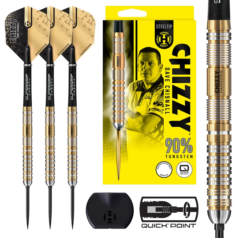 Harrows Dave Chisnall V2 Quick Point 90% - Steel Tip Darts
