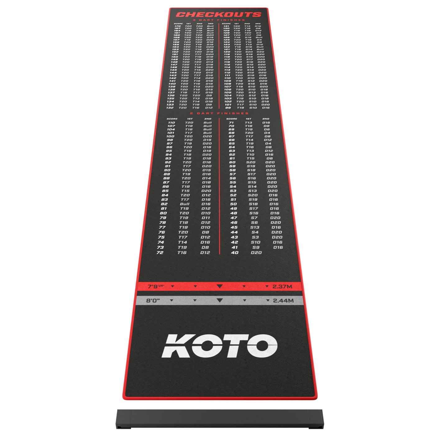 KOTO Carpet Checkout Red + Oche 285 x 60cm Dart Mat