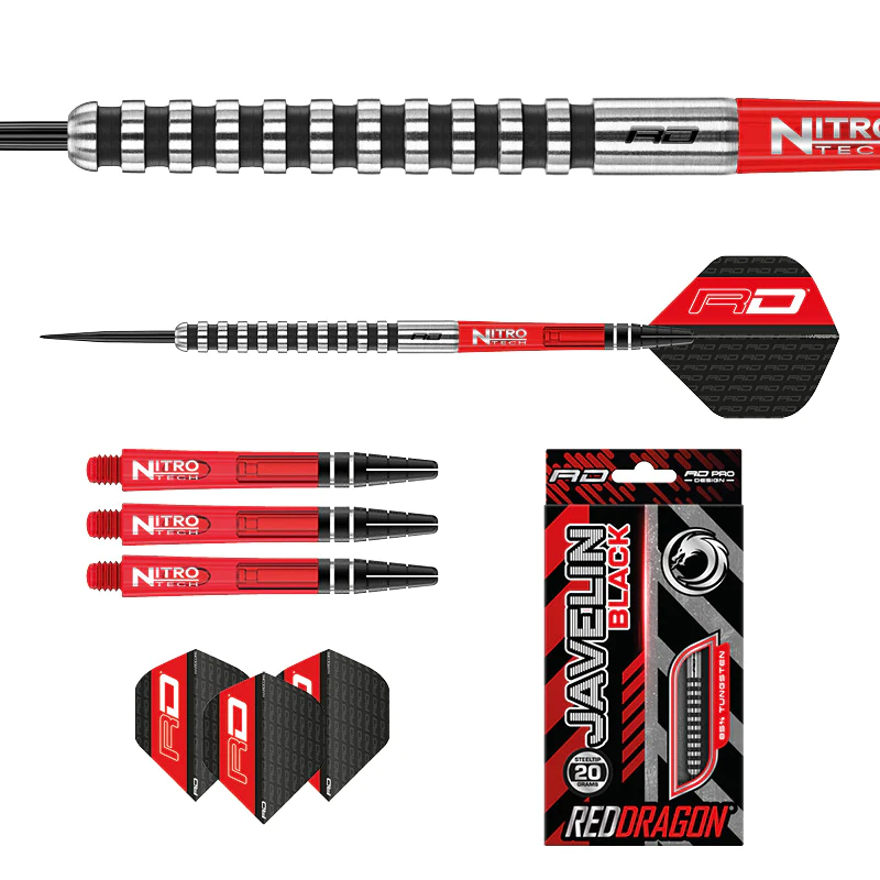 Red Dragon Javelin Black 85% - Steel Tip Darts - Dartshopper.com