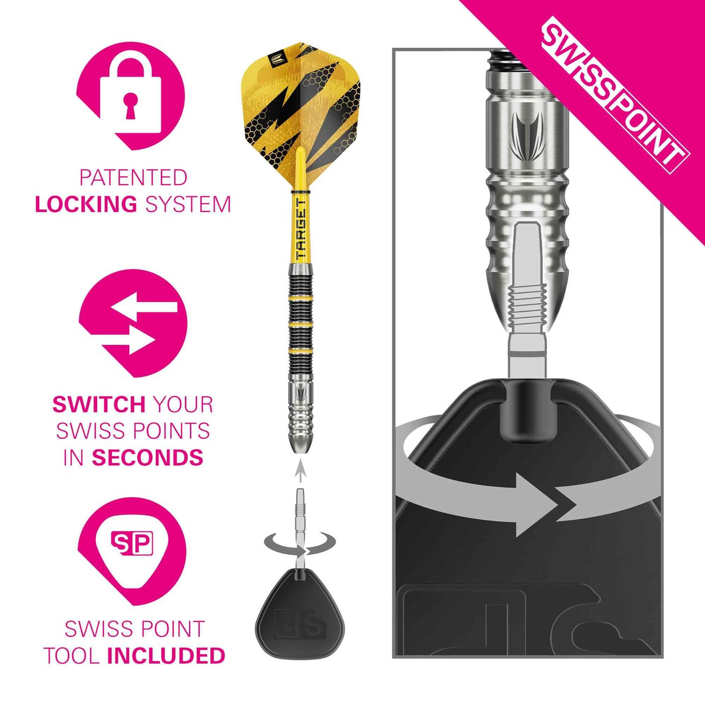 Target Buzz 02 Swiss Point 90% Steel Tip Darts - Dartshopper