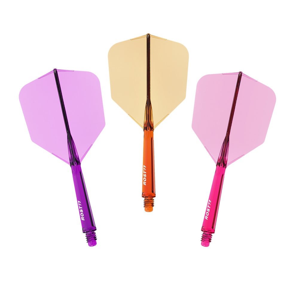 Cuesoul ROST 77 Transparent With Orange Purple Pink Logo Big Wing - Darts Sulat