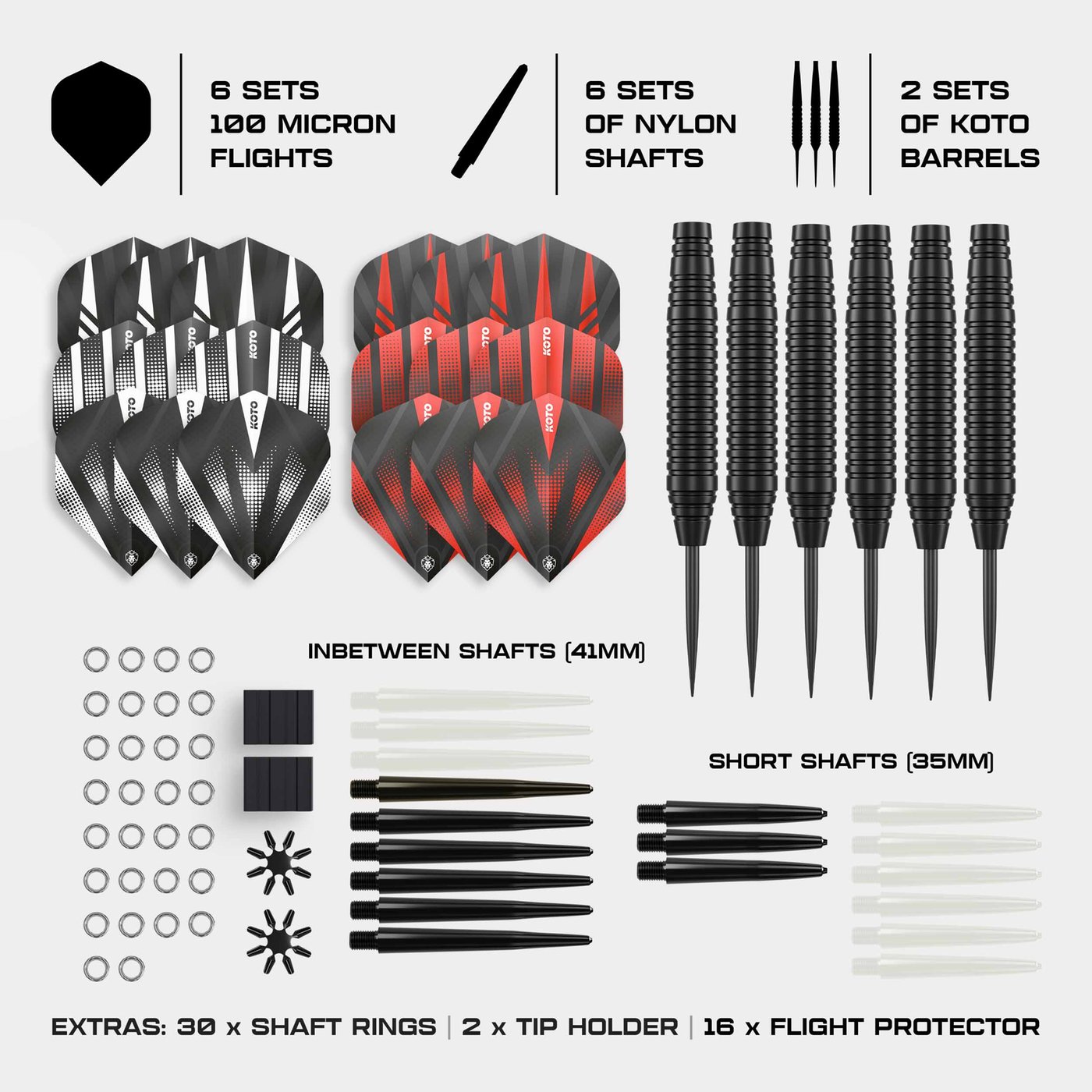 2 Sets KOTO Black Brass Darts + 90 Pieces Accessories - Steel Tip