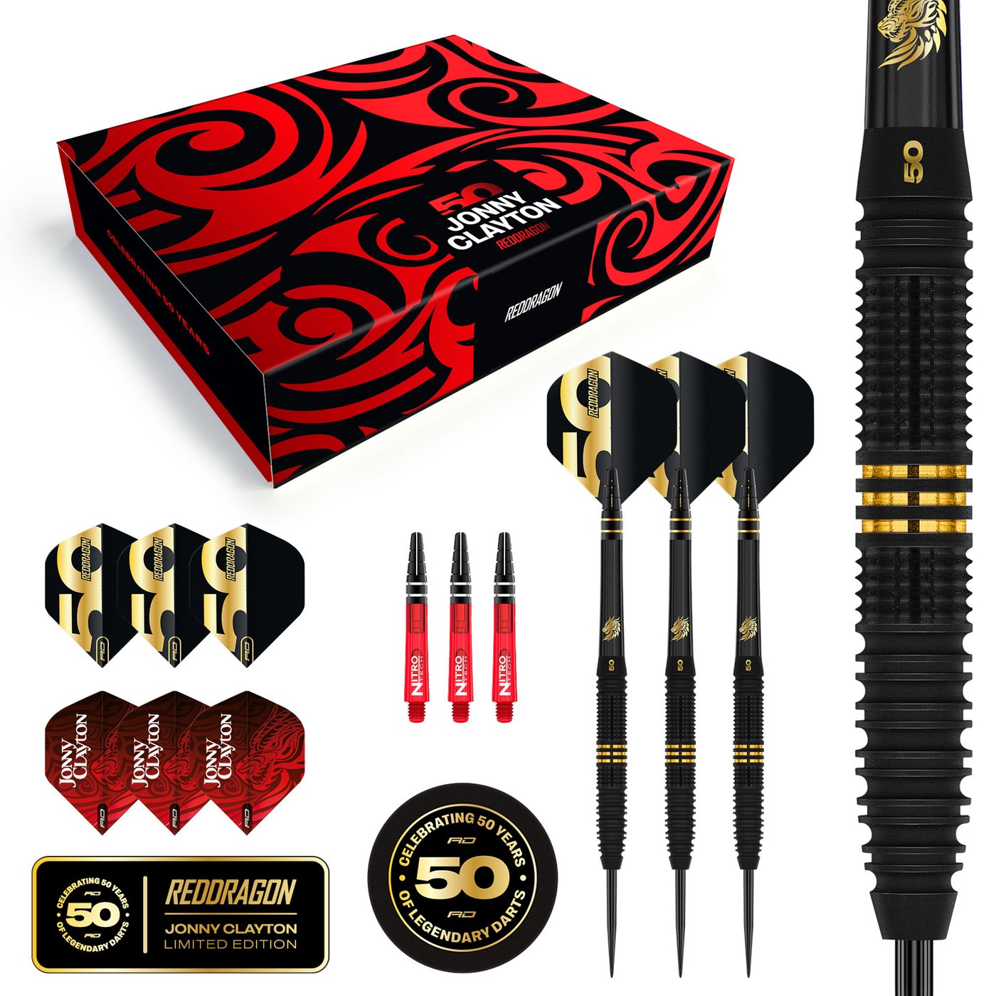 [Tweedekans] Red Dragon Jonny Clayton 50 Years Anniversary Limited Edition 90%-22gram