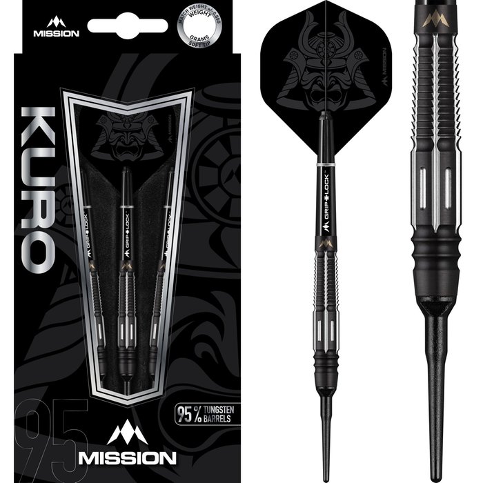 Mission Kuro Black M4 95% - Soft Tip Darts - Dartshopper.com