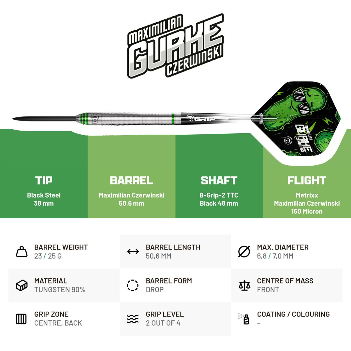 BULL'S Max Czerwinski 90% Steel Tip Darts - Dartshopper