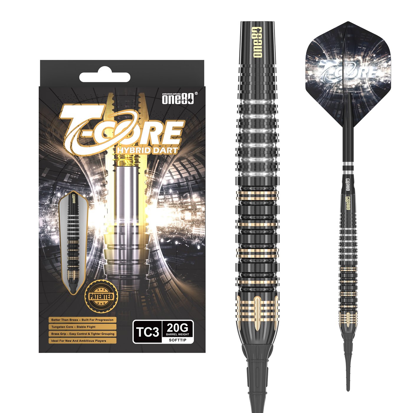 ONE80 T-Core TC3 Hybrid - Soft Tip Darts