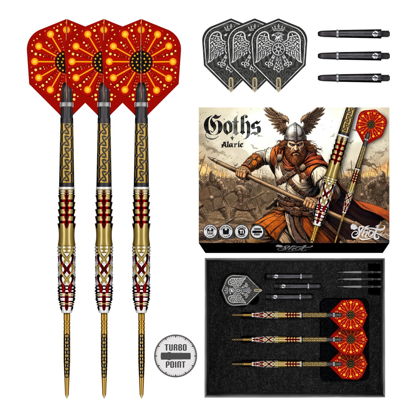 Shot Goths Alaric Turbo Point 95% - Steel Tip Darts - Dartshopper.com