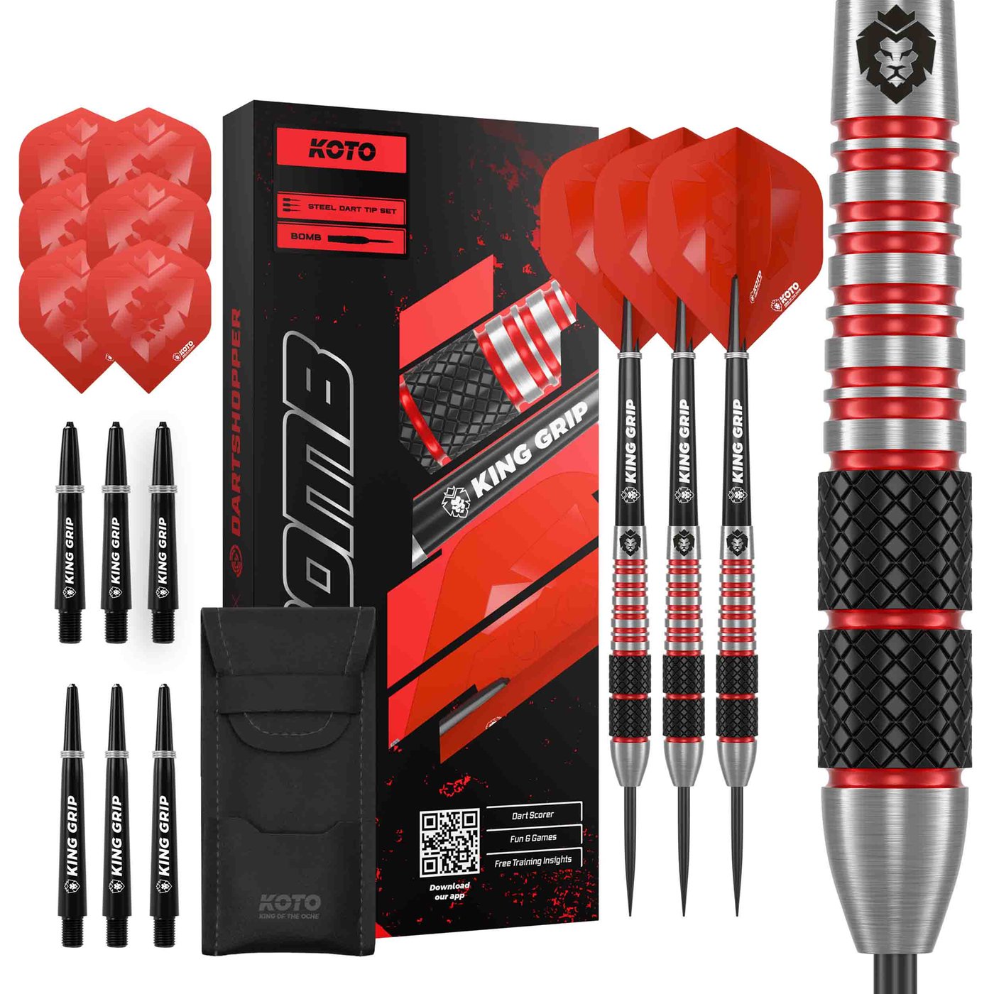 KOTO Kingbomb Black & Red 90% Freccette Steel Darts