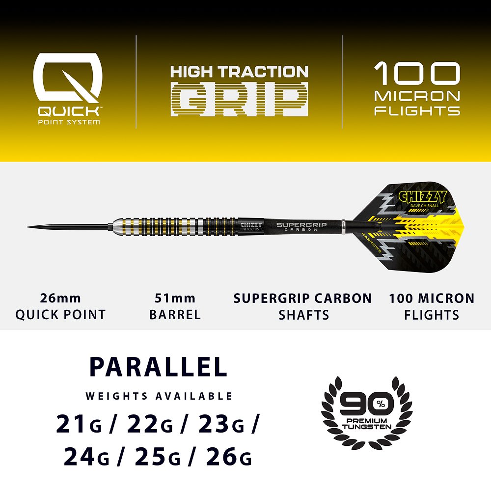 Harrows Dave Chisnall V1 Quick Point 90% - Dartpijlen - Dartshopper.nl