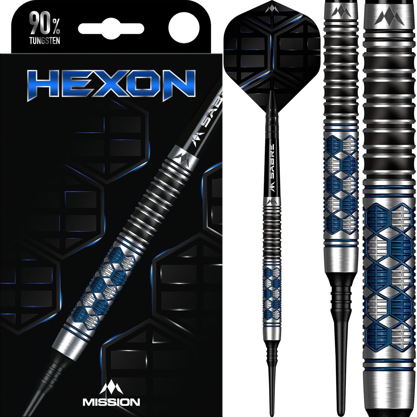 Mission Hexon Blue Soft Tip 90% Darts