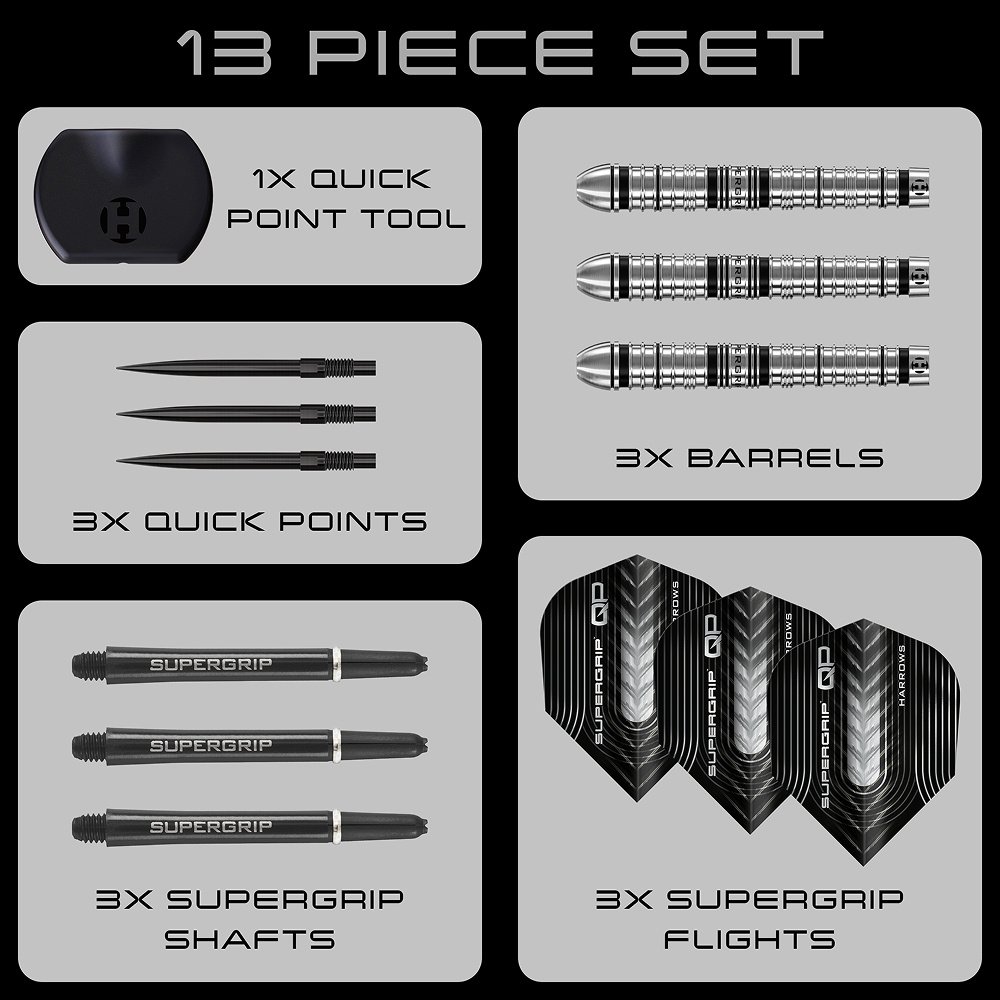 3 fléchettes pointe acier 90% Tungstène 21g Harrows Siege