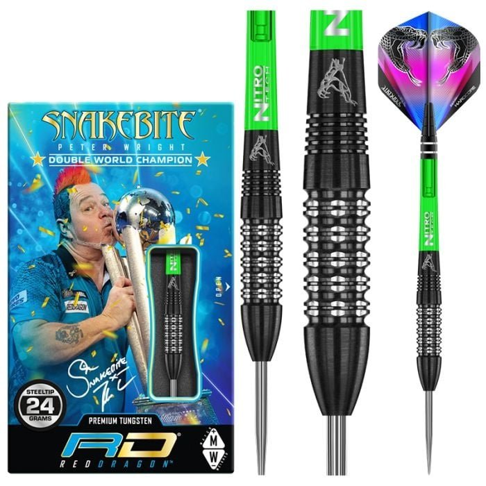 Red Dragon Peter Wright Snakebite Black Strike 90% - Steel Tip